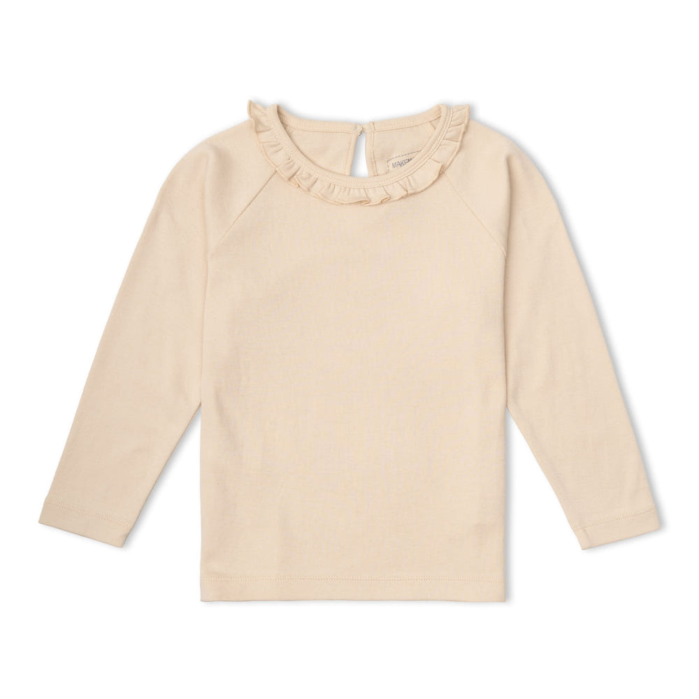 Organic Ruffle Neck Top - Oat