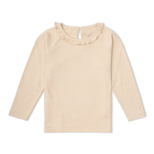Organic Ruffle Neck Top - Oat