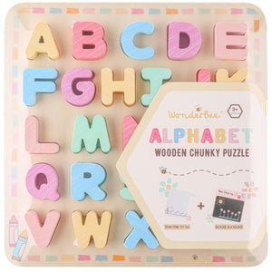 WonderBee Wooden Alphabet Chunky Puzzle
