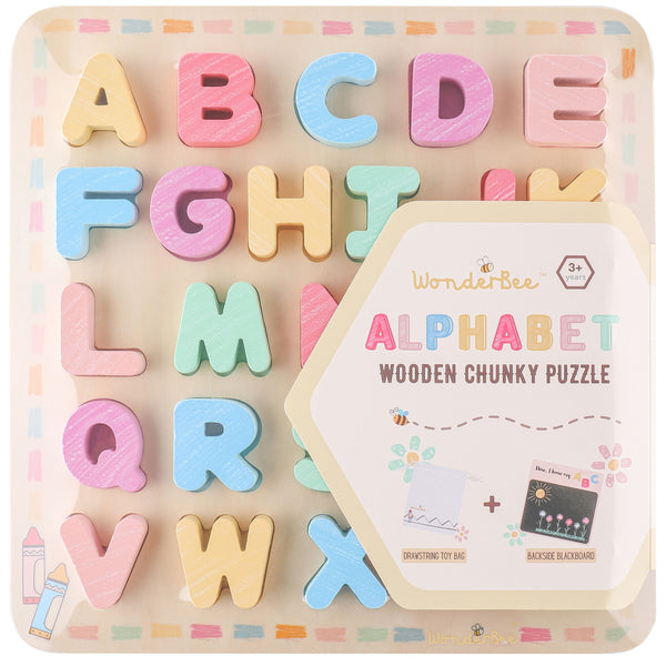 WonderBee Wooden Alphabet Chunky Puzzle