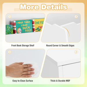 Wooden mobile toy storage organizer with bookshelf and lockable wheels for baby bedding and sleep essentials.