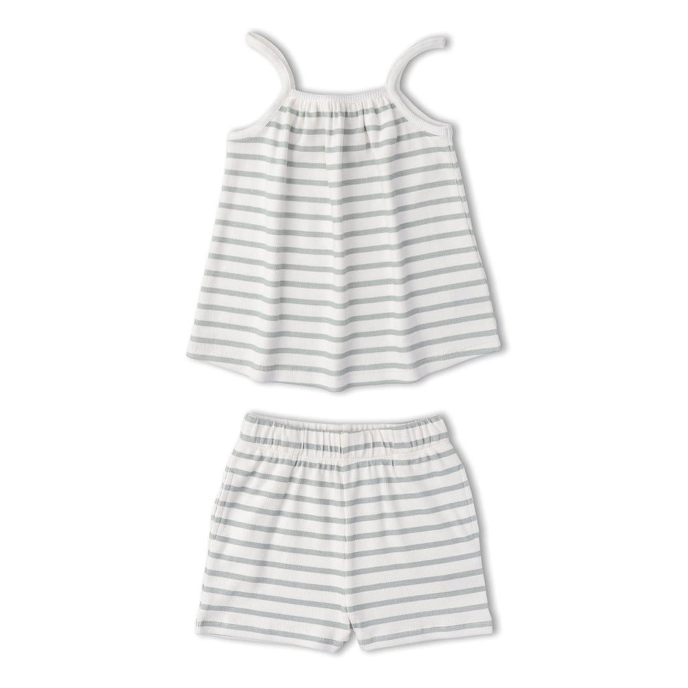 Organic Tank Top & Shorts Set - Fog Stripes