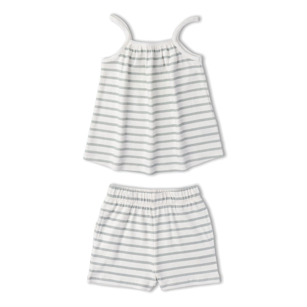Organic Tank Top & Shorts Set - Fog Stripes