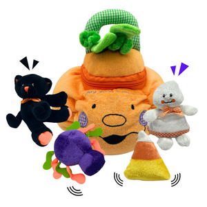 Halloween Stuffed Pumpkin Playset with 4 ct Sensory Toys