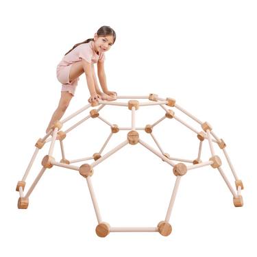 Wooden Climber for Kids in Blush - Safe and stylish climbing set for toddlers.