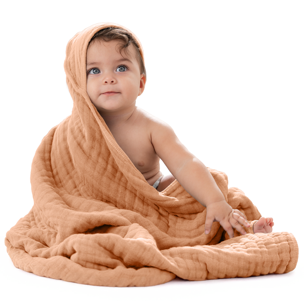 Baby Hooded Towels in Caramel