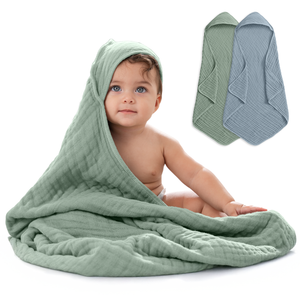 Baby Hooded Towels in Pacific Blue & Fern