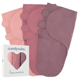 Easy Swaddle Blankets in Blush, Mauve, Mulberry, Pack of 3