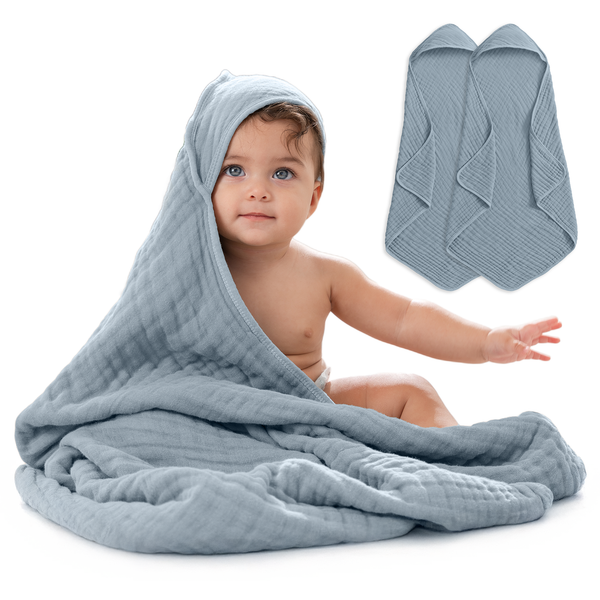 Baby Hooded Towels in Pacific Blue