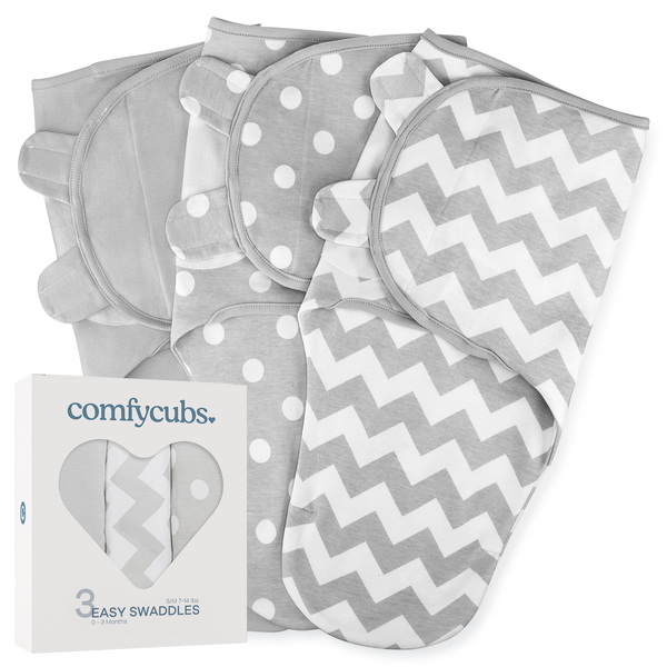 Easy Swaddle Blankets in Grey, Pack of 3