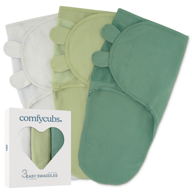 Easy Swaddle Blankets in Stone, Sage, Azul - Pack of 3 for comfortable and stylish baby swaddling.