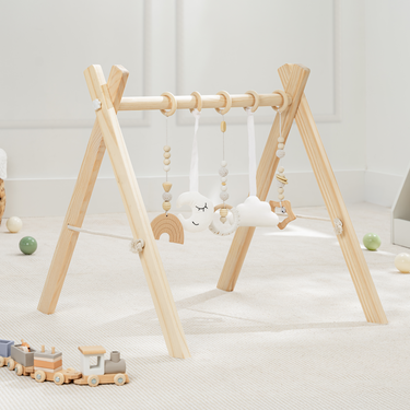 Baby Play Gym in Natural Wood