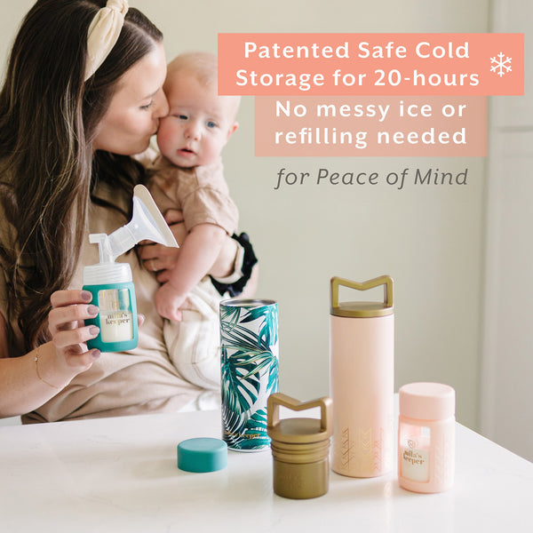 MilKeeper Starter Set in Pink Sands - Breast Milk Storage Containers, Angle 3 view showcasing design and features.