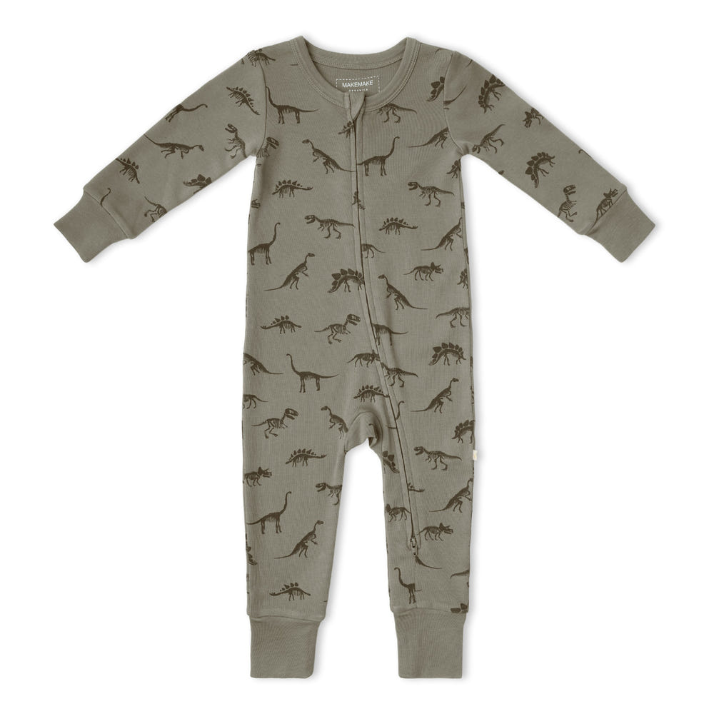 Organic 2-Way Zip Romper - Dinos