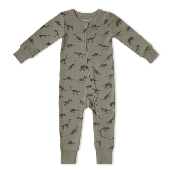 Organic 2-Way Zip Romper - Dinos