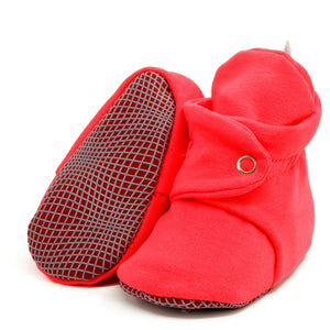 Organic Cotton Baby Booties, Non-Slip Sole, Cotton Newborn Booties Home Nursery Shoes, Vermilon