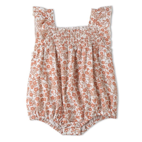 Organic Ruffle Sleeve Bubble Romper - Sienna