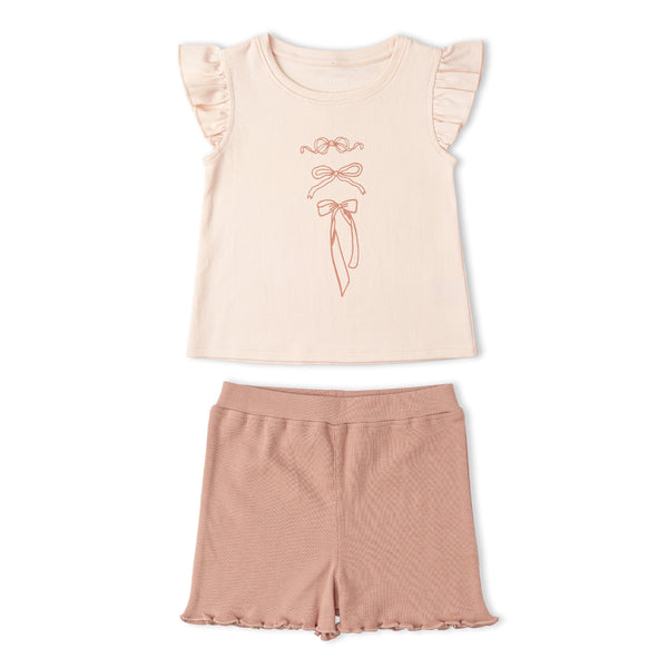 Organic Sleeveless Flutter Top & Shorts Set - Bows