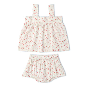 Organic Scalloped Top & Bloomers Set - Pink  Bloom