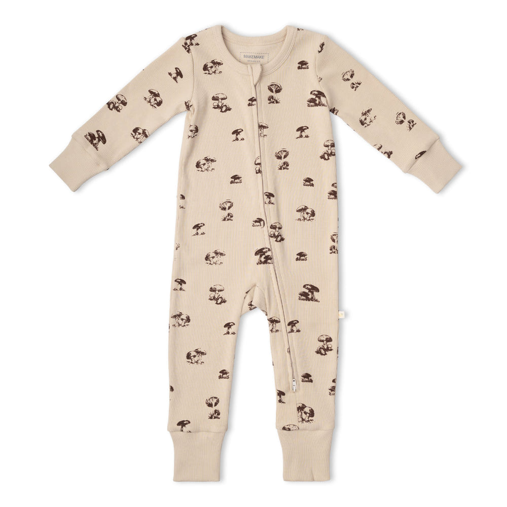 Organic 2-Way Zip Romper - Mushroom
