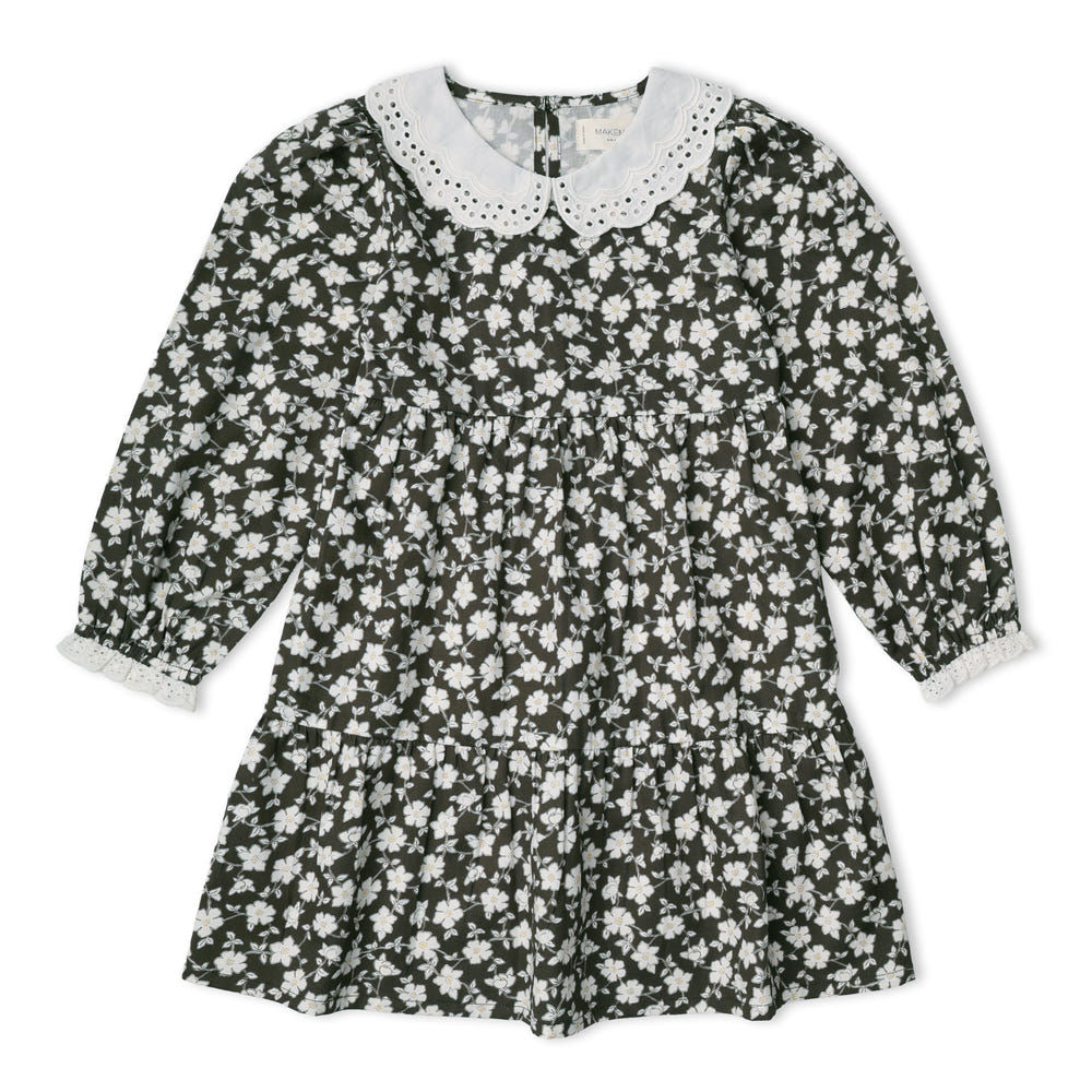 Organic Collar Tiered Dress - Twilight Meadow