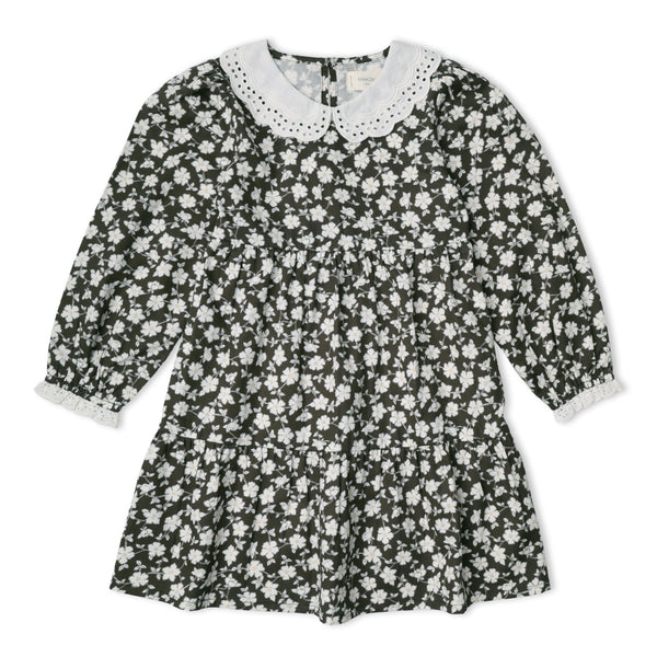 Organic Collar Tiered Dress - Twilight Meadow