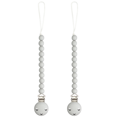 Pacifier Clips in Grey, 2 Pack