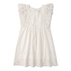 Organic Eyelet Flutter Dress - Ivory Eyelet