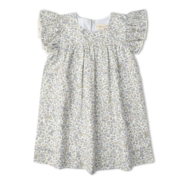Organic Short Sleeve Flutter Dress - Tulle Floral
