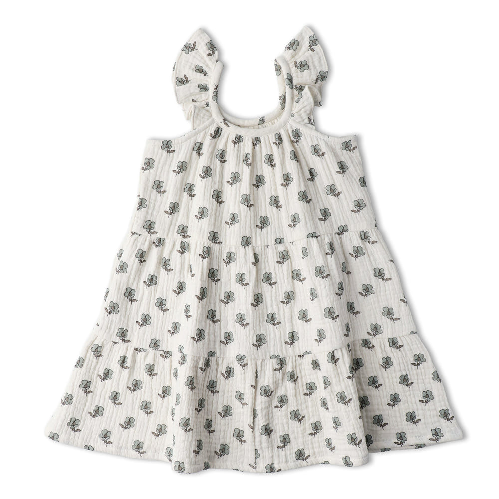 Organic Ruffle Tiered Dress - Poppy