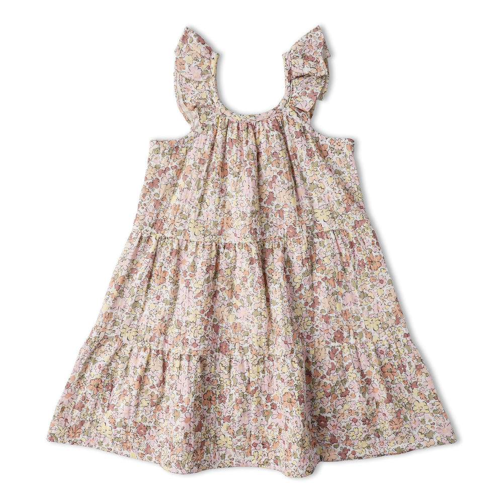 Organic Ruffle Tiered Dress - Pastel Bloom