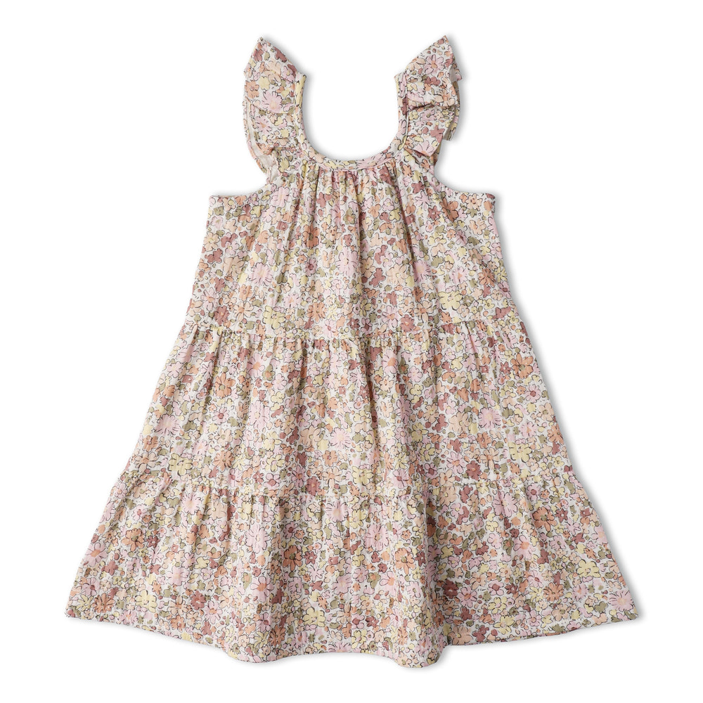 Organic Ruffle Tiered Dress - Pastel Bloom