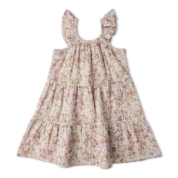 Organic Ruffle Tiered Dress - Pastel Bloom