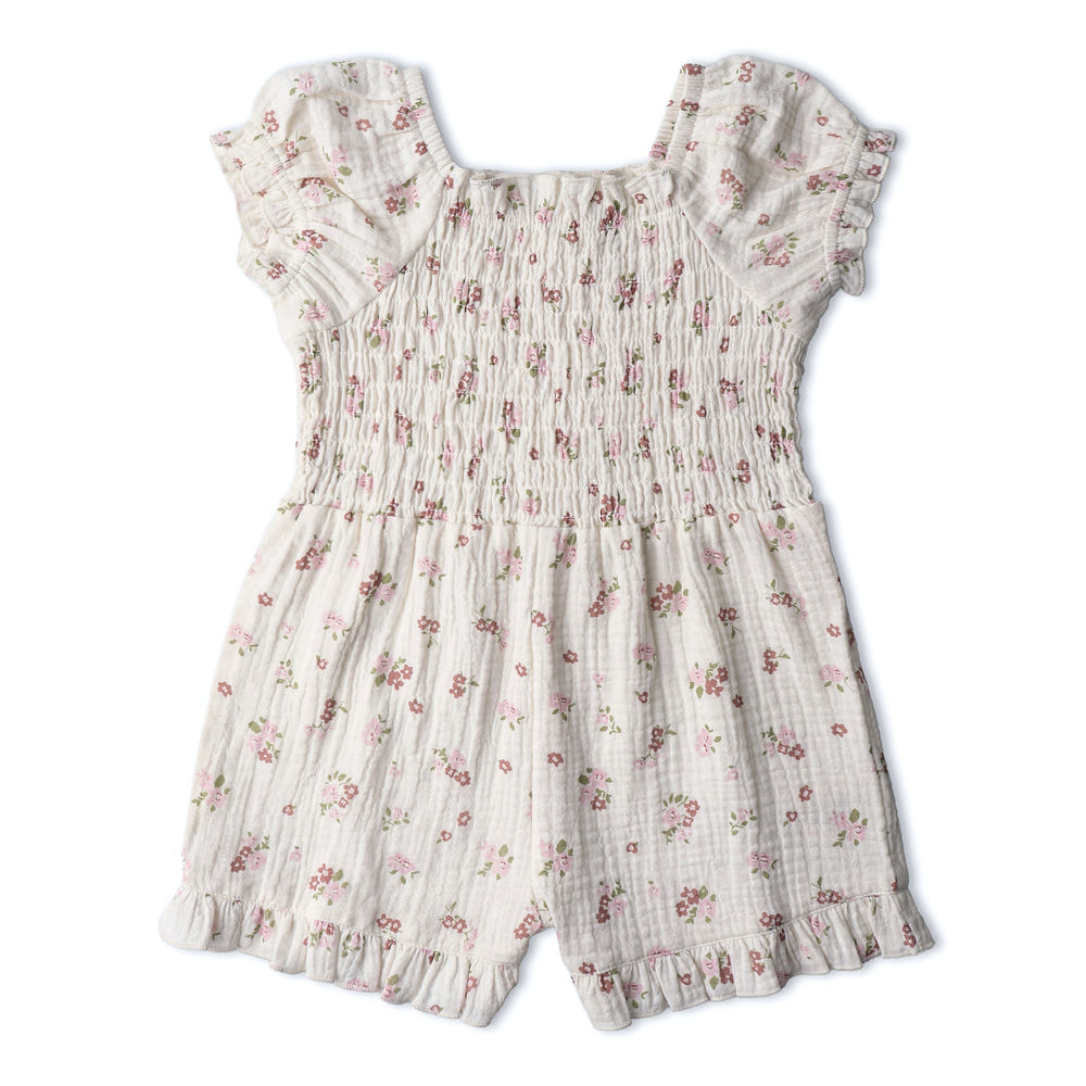 Organic Smocked Jumpsuit - Blush Floral