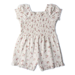 Organic Smocked Jumpsuit - Blush Floral