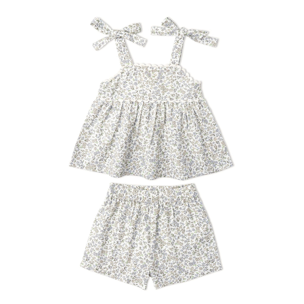 Organic Tie Up Top & Shorts Set - Tulle Floral