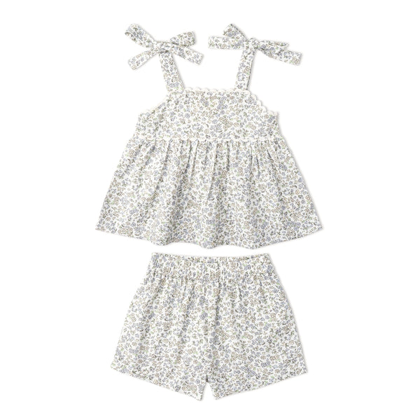 Organic Tie Up Top & Shorts Set - Tulle Floral