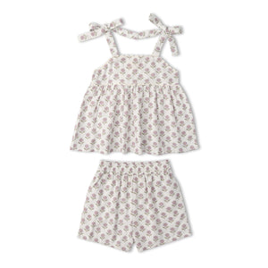 Organic Tie Up Top & Shorts Set - Lavender