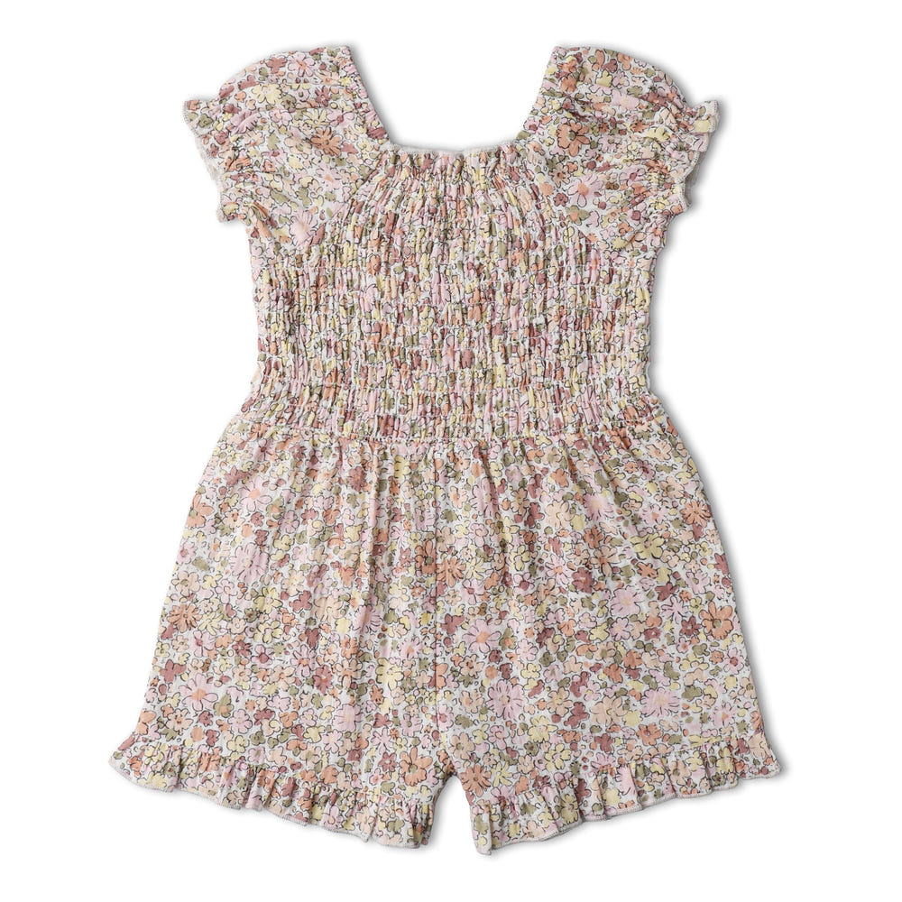 Organic Smocked Jumpsuit - Pastel Bloom