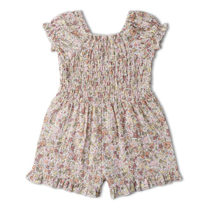 Organic Smocked Jumpsuit - Pastel Bloom