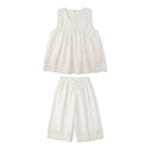 Organic Eyelet Top And Pant Set - Ivory Eyelet