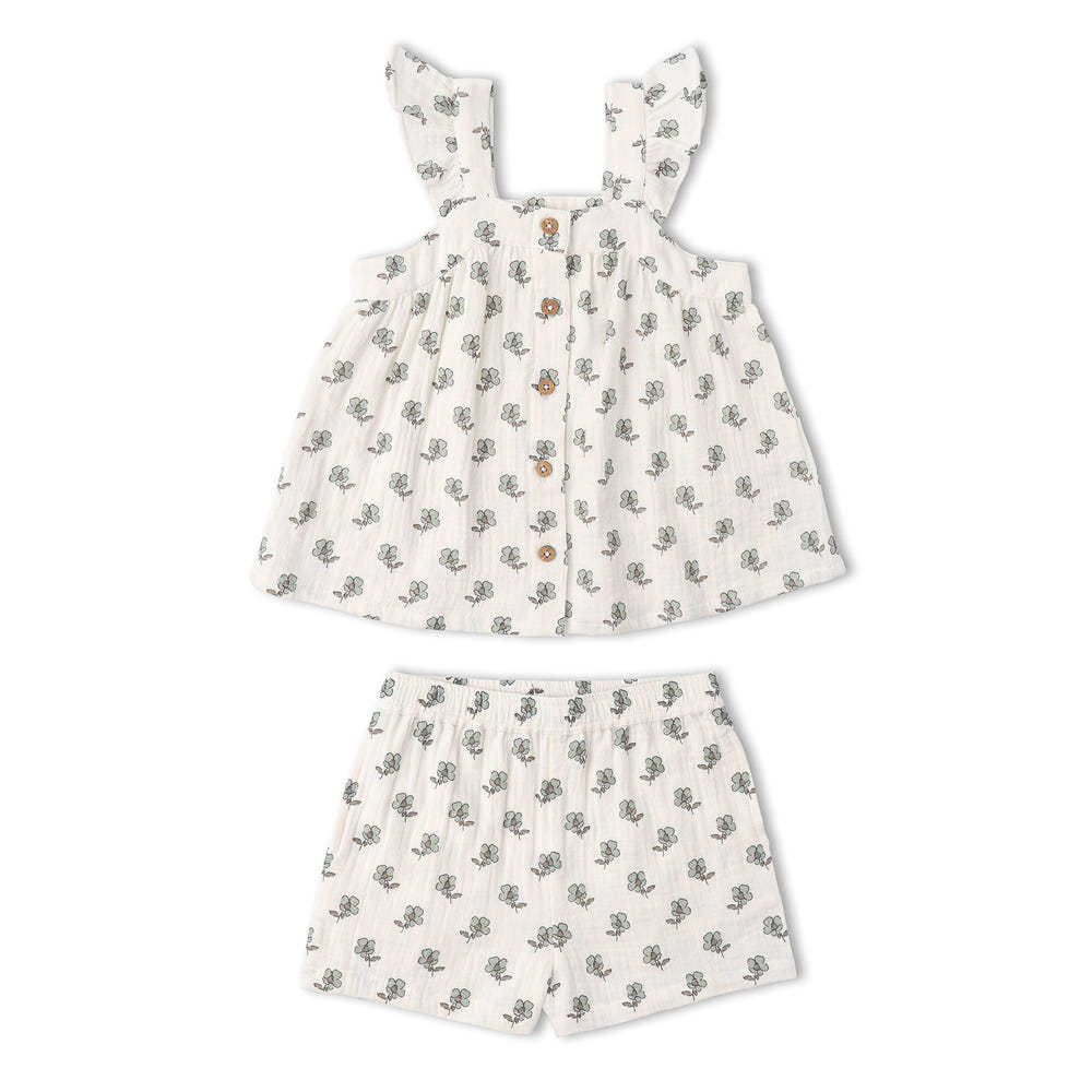 Organic Flutter Top & Shorts Set - Poppy