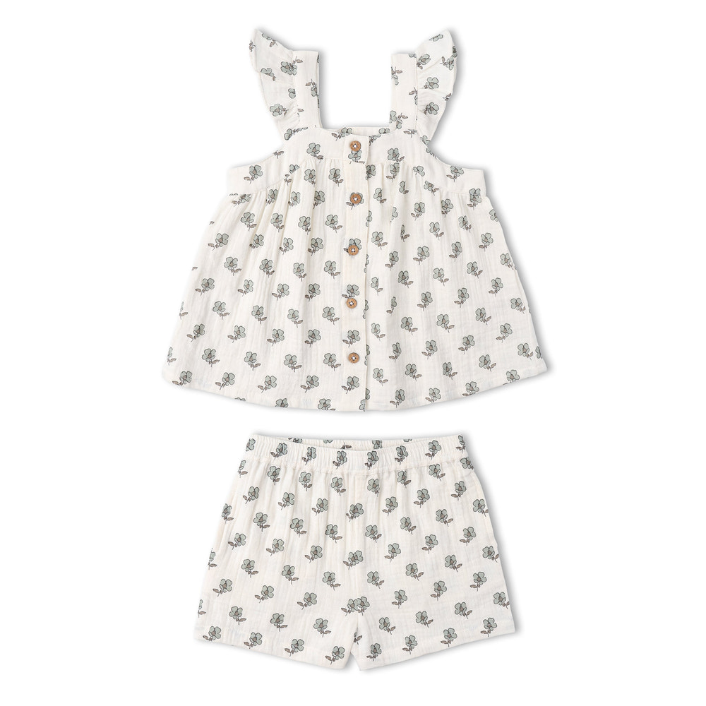 Organic Flutter Top & Shorts Set - Poppy
