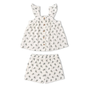 Organic Flutter Top & Shorts Set - Poppy