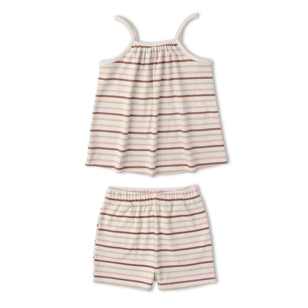Organic Tank Top & Shorts Set - Terra Stripes