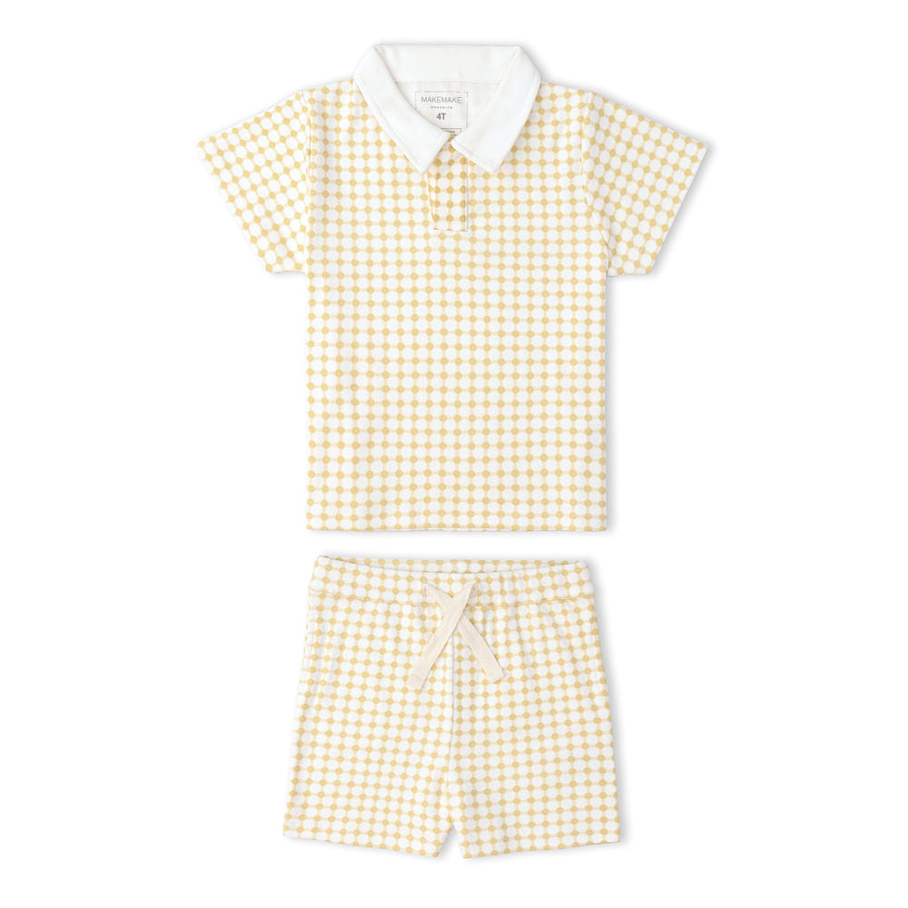 Organic Collar Tee & Shorts Set - Dotty Gingham