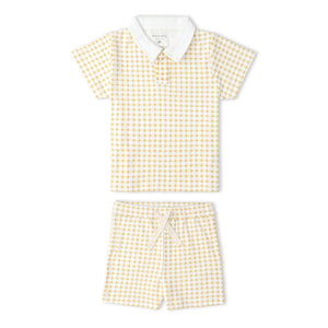 Organic Collar Tee & Shorts Set - Dotty Gingham