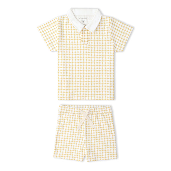 Organic Collar Tee & Shorts Set - Dotty Gingham