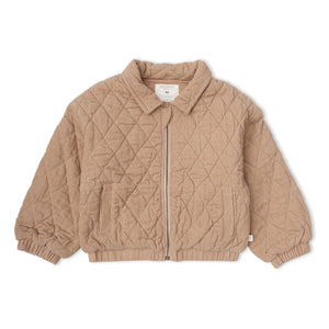 Organic Quilted Bomber Corduroy Jacket - Taupe