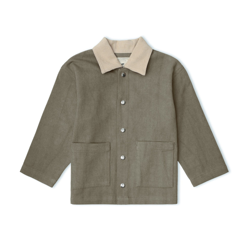 Organic Twill Button Jacket - Olive